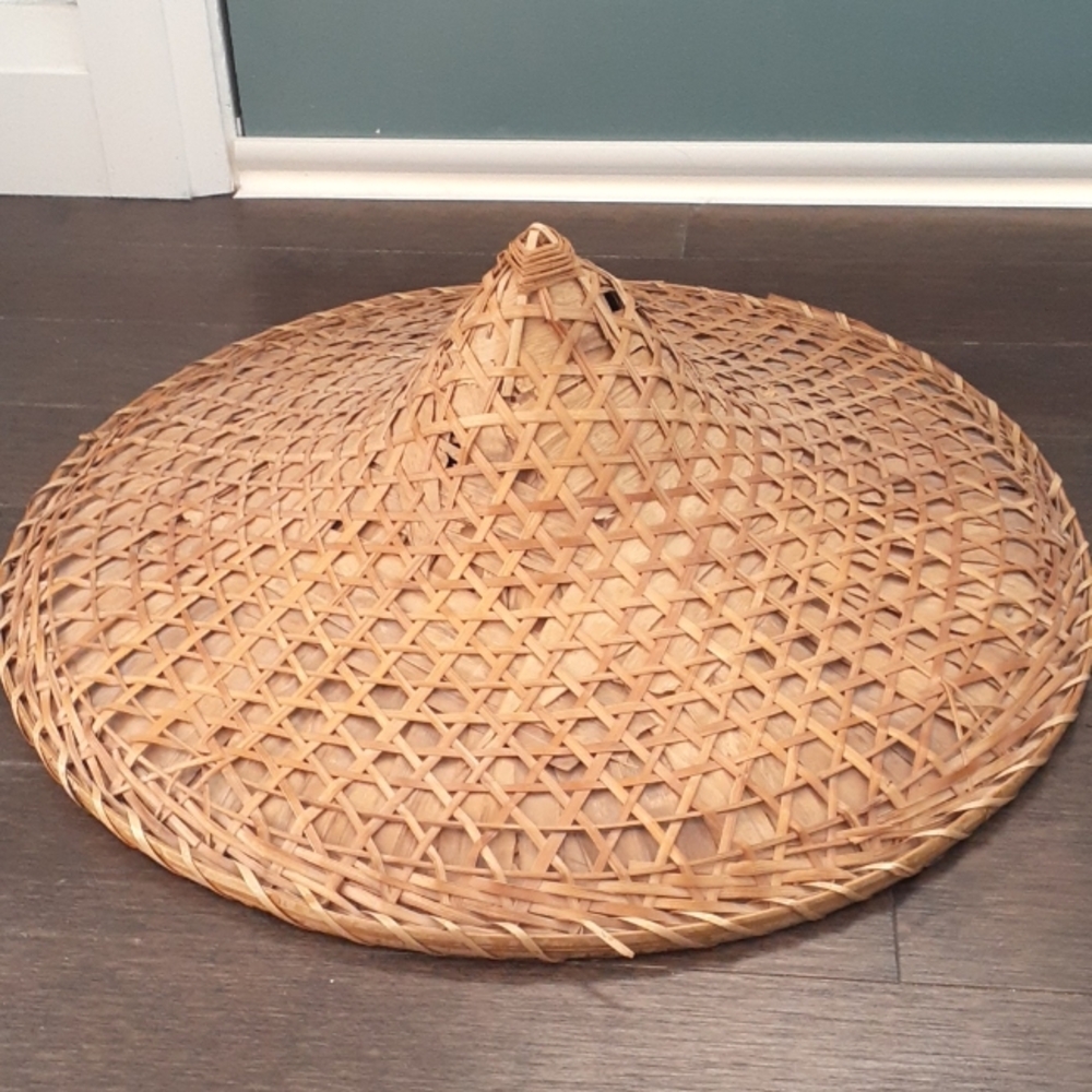 % Authentic Asian conical woven bamboo hat